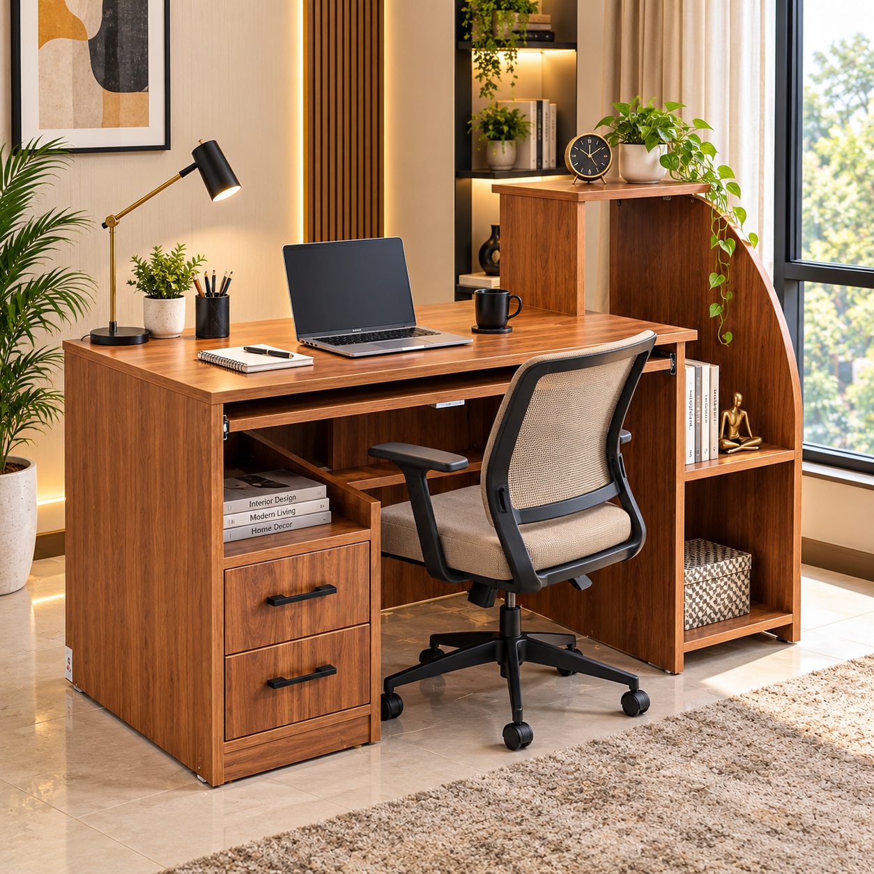 Elite Study Table with Drawers & Open Storage
